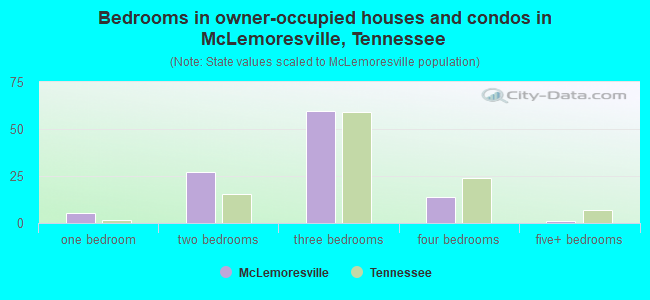 Bedrooms in owner-occupied houses and condos in McLemoresville, Tennessee