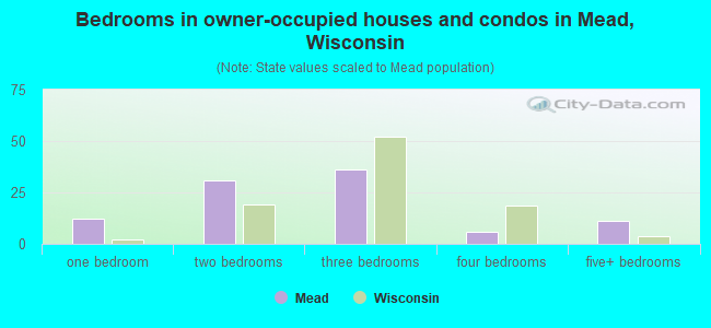 Bedrooms in owner-occupied houses and condos in Mead, Wisconsin