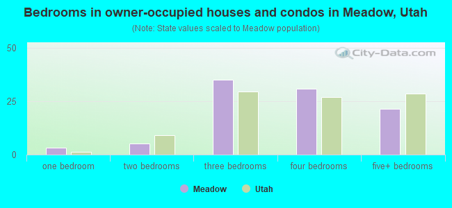 Bedrooms in owner-occupied houses and condos in Meadow, Utah