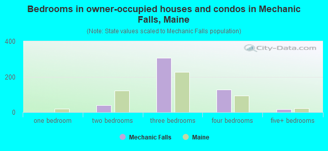 Bedrooms in owner-occupied houses and condos in Mechanic Falls, Maine