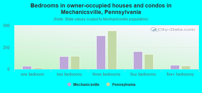 Bedrooms in owner-occupied houses and condos in Mechanicsville, Pennsylvania