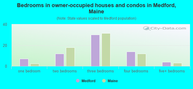 Bedrooms in owner-occupied houses and condos in Medford, Maine