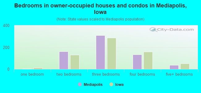 Bedrooms in owner-occupied houses and condos in Mediapolis, Iowa