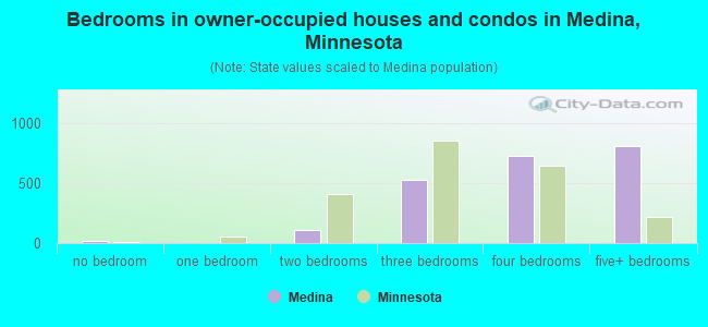 Bedrooms in owner-occupied houses and condos in Medina, Minnesota