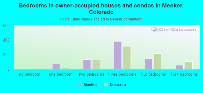 Bedrooms in owner-occupied houses and condos in Meeker, Colorado