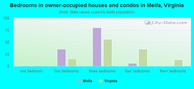Bedrooms in owner-occupied houses and condos in Melfa, Virginia