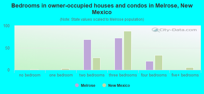 Bedrooms in owner-occupied houses and condos in Melrose, New Mexico