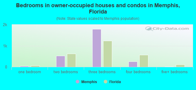 Bedrooms in owner-occupied houses and condos in Memphis, Florida