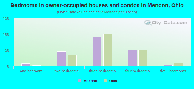 Bedrooms in owner-occupied houses and condos in Mendon, Ohio