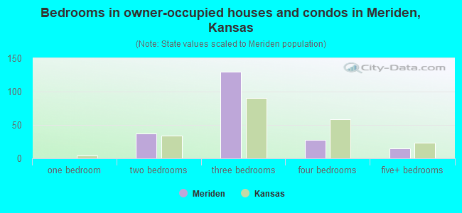 Bedrooms in owner-occupied houses and condos in Meriden, Kansas