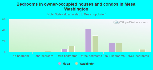 Bedrooms in owner-occupied houses and condos in Mesa, Washington