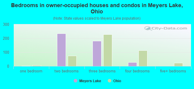 Bedrooms in owner-occupied houses and condos in Meyers Lake, Ohio