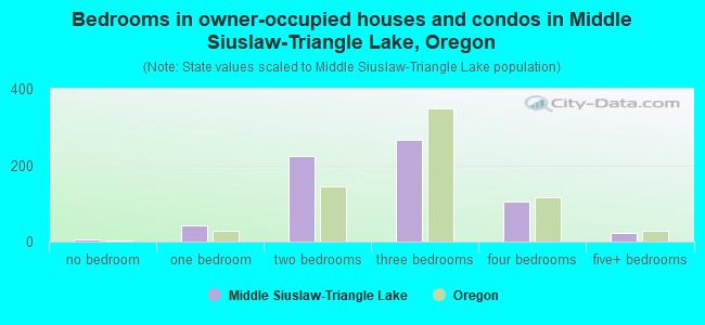 Bedrooms in owner-occupied houses and condos in Middle Siuslaw-Triangle Lake, Oregon