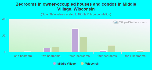 Bedrooms in owner-occupied houses and condos in Middle Village, Wisconsin