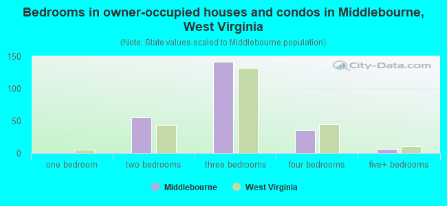 Bedrooms in owner-occupied houses and condos in Middlebourne, West Virginia