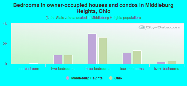 Bedrooms in owner-occupied houses and condos in Middleburg Heights, Ohio