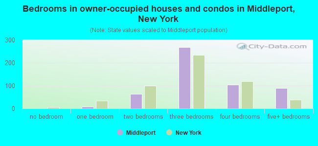 Bedrooms in owner-occupied houses and condos in Middleport, New York