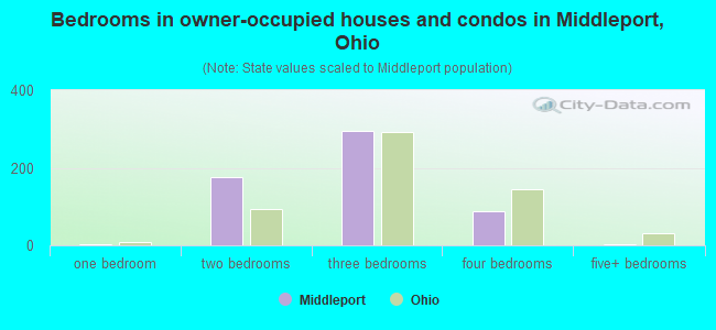 Bedrooms in owner-occupied houses and condos in Middleport, Ohio