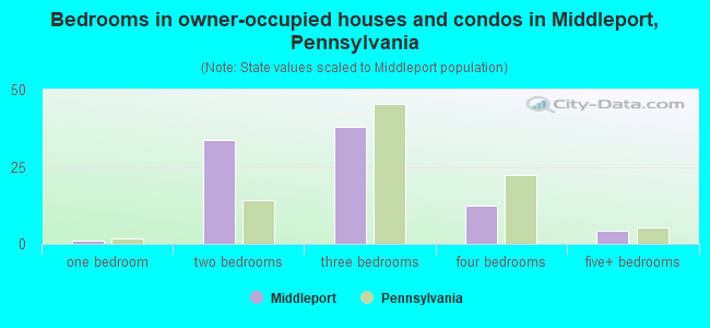 Bedrooms in owner-occupied houses and condos in Middleport, Pennsylvania