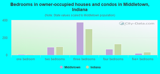 Bedrooms in owner-occupied houses and condos in Middletown, Indiana