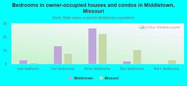 Bedrooms in owner-occupied houses and condos in Middletown, Missouri