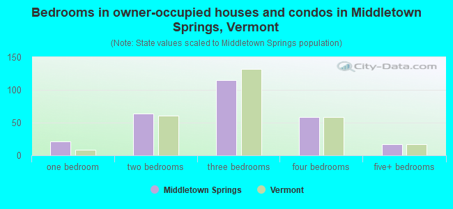 Bedrooms in owner-occupied houses and condos in Middletown Springs, Vermont