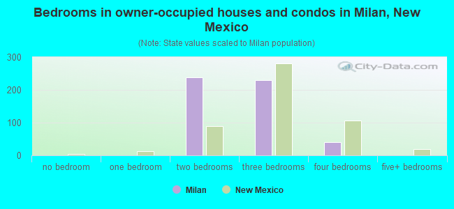 Bedrooms in owner-occupied houses and condos in Milan, New Mexico