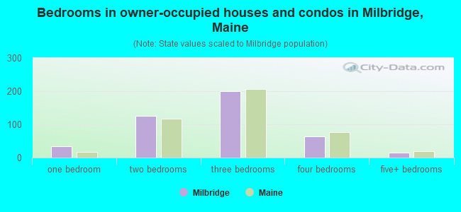 Bedrooms in owner-occupied houses and condos in Milbridge, Maine