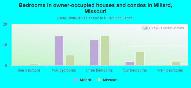 Bedrooms in owner-occupied houses and condos in Millard, Missouri