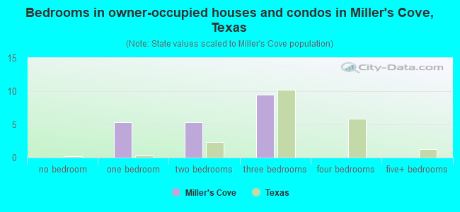 Bedrooms in owner-occupied houses and condos in Miller's Cove, Texas