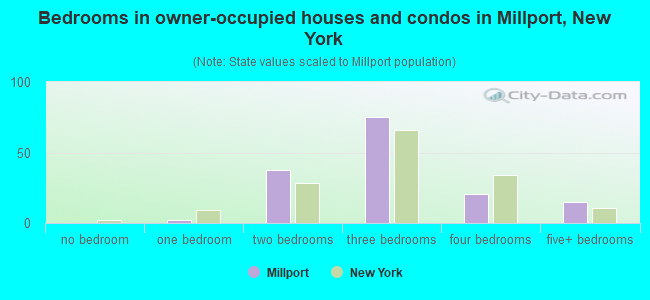 Bedrooms in owner-occupied houses and condos in Millport, New York