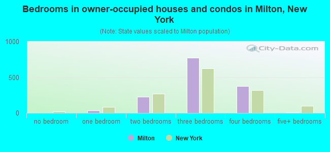 Bedrooms in owner-occupied houses and condos in Milton, New York
