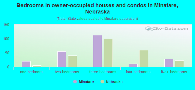 Bedrooms in owner-occupied houses and condos in Minatare, Nebraska