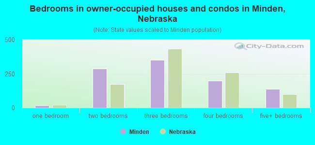 Bedrooms in owner-occupied houses and condos in Minden, Nebraska