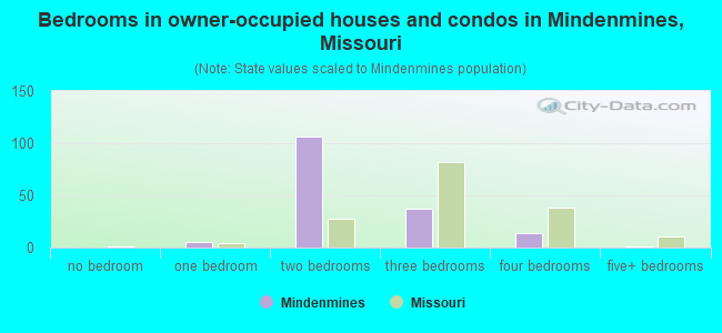 Bedrooms in owner-occupied houses and condos in Mindenmines, Missouri