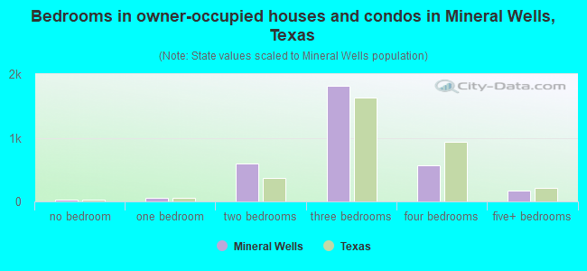 Bedrooms in owner-occupied houses and condos in Mineral Wells, Texas