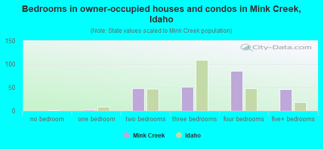 Bedrooms in owner-occupied houses and condos in Mink Creek, Idaho