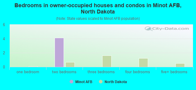 Bedrooms in owner-occupied houses and condos in Minot AFB, North Dakota