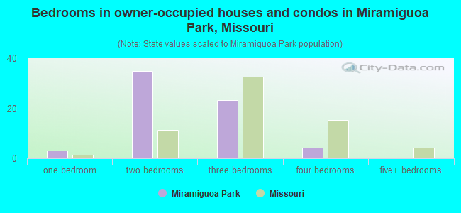 Bedrooms in owner-occupied houses and condos in Miramiguoa Park, Missouri