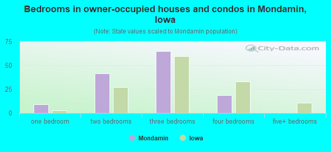 Bedrooms in owner-occupied houses and condos in Mondamin, Iowa