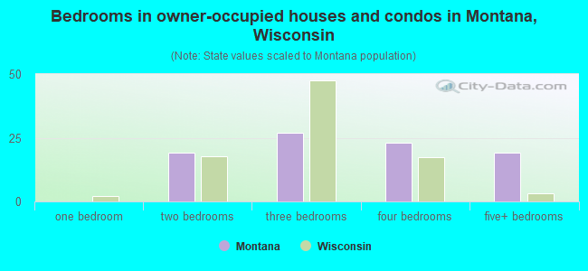 Bedrooms in owner-occupied houses and condos in Montana, Wisconsin