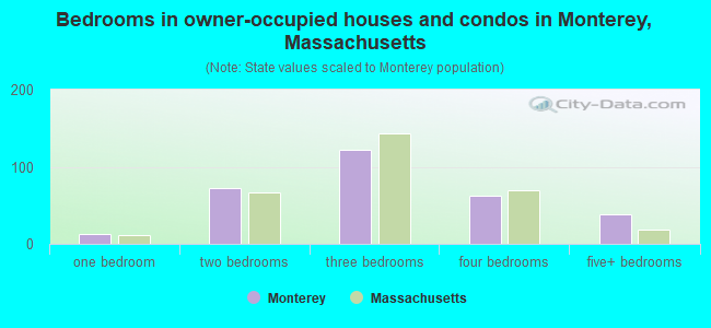 Bedrooms in owner-occupied houses and condos in Monterey, Massachusetts