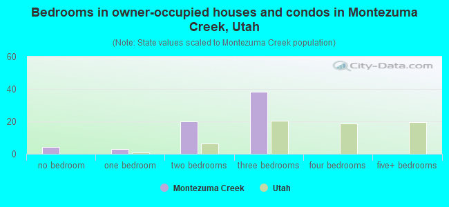 Bedrooms in owner-occupied houses and condos in Montezuma Creek, Utah