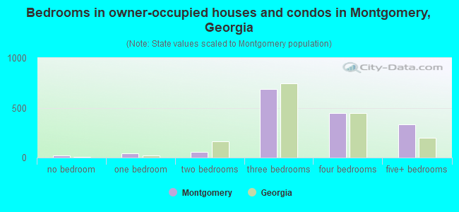 Bedrooms in owner-occupied houses and condos in Montgomery, Georgia