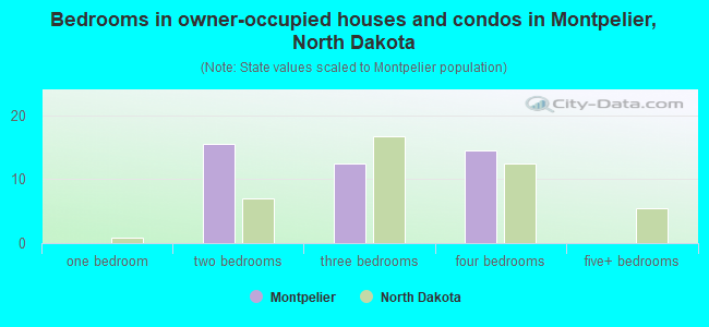 Bedrooms in owner-occupied houses and condos in Montpelier, North Dakota