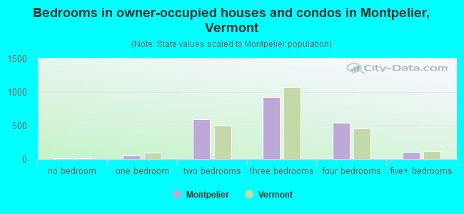 Bedrooms in owner-occupied houses and condos in Montpelier, Vermont