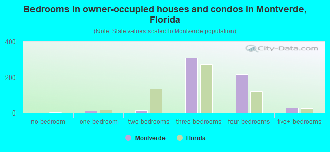 Bedrooms in owner-occupied houses and condos in Montverde, Florida