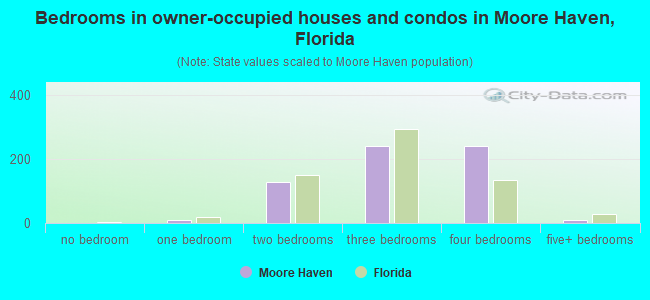 Bedrooms in owner-occupied houses and condos in Moore Haven, Florida