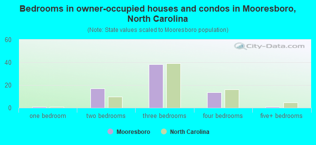 Bedrooms in owner-occupied houses and condos in Mooresboro, North Carolina