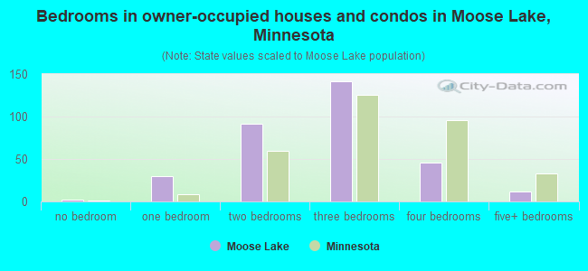 Bedrooms in owner-occupied houses and condos in Moose Lake, Minnesota